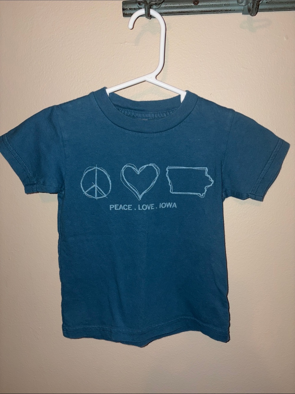 Peace Love Iowa Youth Tee - Blue Kids Short Sleeve Shirt